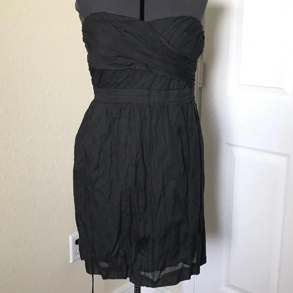 J. Crew Dark Gray Stripe Cotton Blend Strapless Dress • Summer • Size 12 🔴